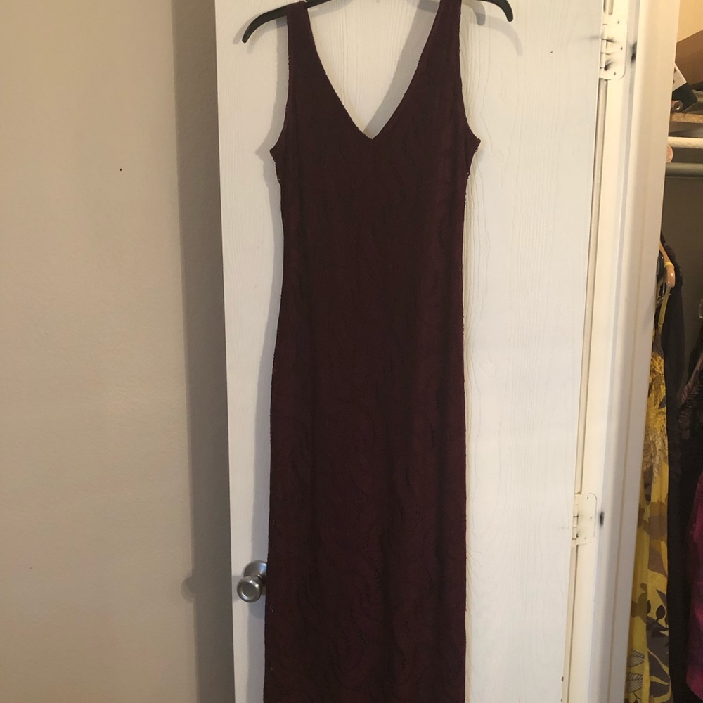 Burgundy Fringe lace dress